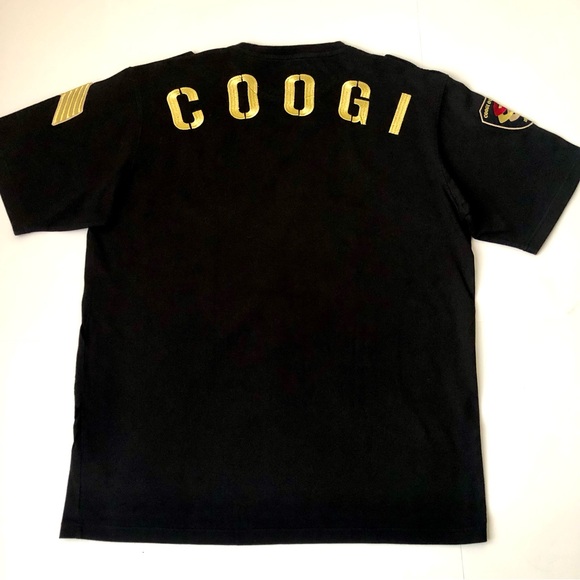COOGI Other - COOGI - Vintage Black T-Shirt With Gold Insignia & Outback Sleeve Patches - XXL